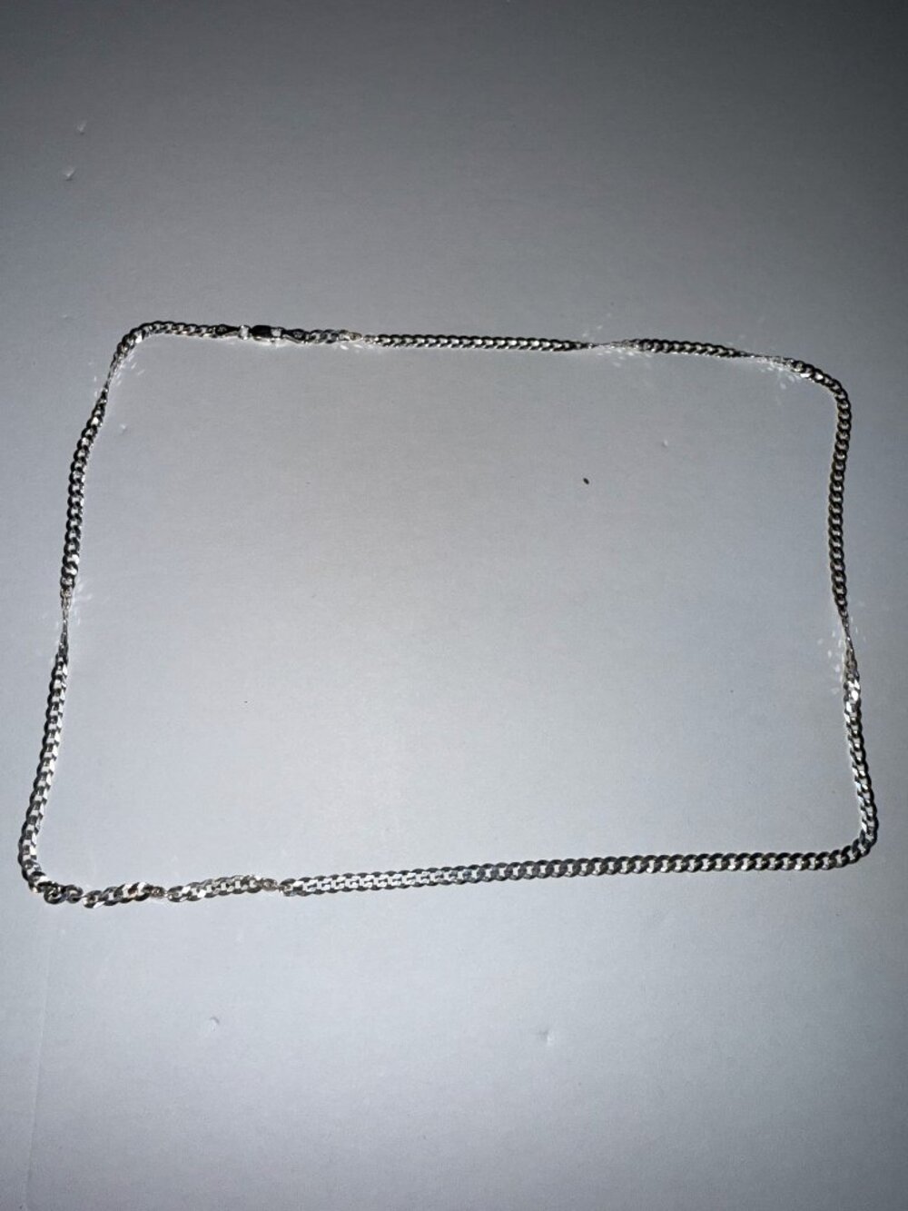 US Jewels Curb Chain Necklace Silver Tone with Gift Box Chain Only